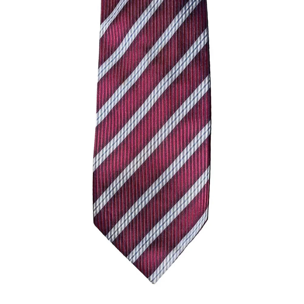 bruno piattelli silk tie Red Gray Diagonal‎ Stripes 58